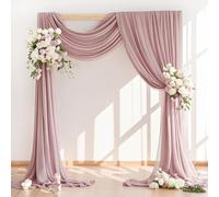 LINXTAR Tissu drapé pour arche de mariage - 76,2 x 5,5 m - En mousseline de soie transparente - 2 panneaux - Rose poudré - Pour l'été, fête prénuptiale, fête prénatale, église, fête d'anniversaire