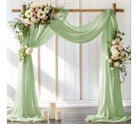 LINXTAR Tissu drapé pour arche de mariage, 76,2 x 5,5 m, mousseline de soie transparente, 1 panneau, été, fête prénuptiale, fête prénatale, église, anniversaire, décoration extérieure, vert sauge