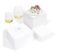 LINYAPRY Lot de 3 rehausseurs de buffet avec fond creux, petits cubes en acrylique blanc pour objets de collection, bijoux, 15,2 x 17,8 x 20,3 cm
