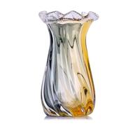 LINYTHER Vase en verre ambré pour décoration d'intérieur, vases en verre soufflé à la main à large ouverture pour herbe de la pampa et fleurs décoratives, vase en verre transparent de Murano moderne