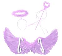 Linyuir Ailes Dange Pour Halloween Avec Bandeau Et Baguette Magique Fée Pour Les Femmes Ailes En Plume Costume Damour Pour Noël Violet clair M