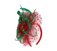 Linyuir Chapeau Fascinant En Boléro Avec Lumière Led Fleurs Et Plumes Ruban Pour La Tête Couvre Tête Pour La Thé Pour Femmes Rouge Vert B Taille unique