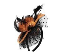 Linyuir Chapeau Fascinant En Boléro Avec Lumière Led Fleurs Et Plumes Ruban Pour La Tête Couvre Tête Pour La Thé Pour Femmes Orange Noir Taille unique
