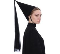 Linyuir Chapeau Hennin Gothique Médiéval En Forme Cône Chapeau Pointu Avec Voile Accessoire Costume Renaissance Pour Halloween Noir Taille unique