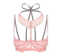 Linyuir Femme Chemise Florale Pointes Transparente Soutien Gorge Push Up Soutien Gorge Érotique sous Vêtement Poitrine Haut Intime Type A Rose M