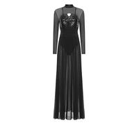 Linyuir Femme Robe Maxi avec Culotte Intégrée Fête De Bal De Salle De Danse Robe Maxi Longue en Mousseline De Tulle Fluide Carnaval Noir XL
