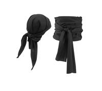 Linyuir Halloween Moyen Âge Pirates Grand Foulard Combat Bandana Bandeau Tête Accessoires Costume Pirate Noir Taille unique