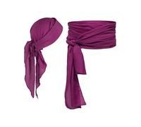 Linyuir Halloween Moyen Âge Pirates Grand Foulard Combat Bandana Bandeau Tête Accessoires Costume Pirate Bourgogne Taille unique