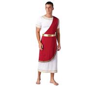 Linyuir Hommes Costumes Historiques Grecs Antiques Toge Robe Tunique À Manches Courtes Romain Gladiateur Cosplay Déguisement Halloween Bourgogne XL
