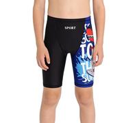 Linyuir Short Bain Sport pour Enfant Jungen Shorts Compression avec Motifs Dessin Animé Short Bain Dété Protection UV Séchage Rapide Maillot Anti Écorchures Noir Bleu 11-12 Ans