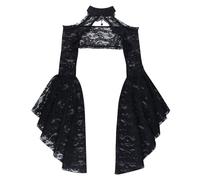 Linyuir Women Punk Pointe Sheer Shrug Top Avec Col Montant Manches Longues Évasées Longue Manche Bolero Crop Top Noir L