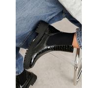 Linzi Linzi Black Landon Chunky Croc Mix Ankle Boots With Stud Detail Sole