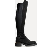 Linzi Linzi Black Suede Sawyer Knee High Classic Riding Boots With Gold Trim