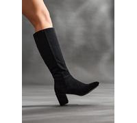 Linzi Linzi Black Swerve High Leg Block Heeled Boots