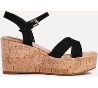 Linzi Linzi Black Vivid Cork Wedge Sandals With Crossover Straps