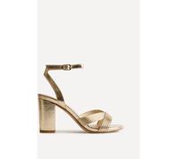 Linzi Linzi Gold City Block Heeled Sandals With Ribbed Front Strap