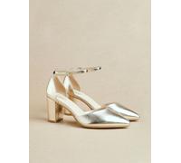 Linzi Linzi Gold Wide Fit Davina Wide Fit Closed Back Court Block Shoes Gold EU 36 (UK 3)