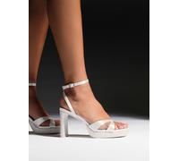 Linzi Linzi Ivory Bridal Keliah Platform Cross-Over Strap Block Heeled Sandals