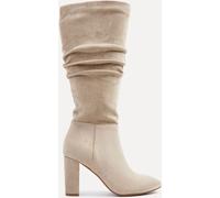 Linzi Linzi Nude Aura High Leg Ruched Boots With Block Heel