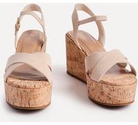 Linzi Linzi Nude Vivid Cork Wedge Sandals With Crossover Straps