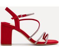 Linzi Linzi Red Kira Strappy Diamante Block Heeled Sandals