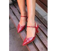 Linzi Linzi Red Pivot Stiletto Court Heels With Eyelet Front Detail Red 6 EU 39