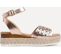 Linzi Linzi Rose Gold Radiance Flatform Sandals With Laser Cut Detail