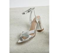 Linzi Linzi Silver City Block Heeled Sandals With Ribbed Front Strap
