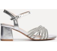 Linzi Linzi Silver Gracie Diamante Front Strap Low Block Sandals