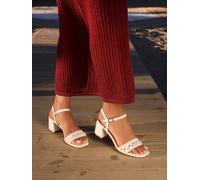 Linzi Linzi White Ruthie Handwoven Low Block Heeled Sandals