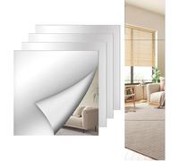 LinZong 4 Pcs Foldpileup Mirror Sheet,Flexible Self Adhesive Mirrors,A Mirror That Won't Break,Non Glass Mirror Tiles Stickers,Can DIY of Various Shapes,for Home Wall Decor (20 * 20cm/7.87 * 7.87in)