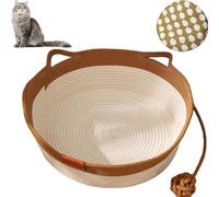 LinZong Handwoven Cotton Rope Cat Bed - Breathable & Easy to Clean,Pet Sleeping Bed House Scratcher Scratch Mat Pad,Integrated Cotton Rope Reinforcement