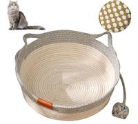 LinZong Handwoven Cotton Rope Cat Bed - Breathable & Easy to Clean,Pet Sleeping Bed House Scratcher Scratch Mat Pad,Integrated Cotton Rope Reinforcement