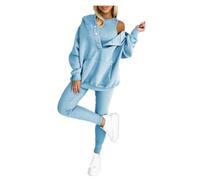 LinZong Jasper Belly Survêtement grande taille pour femme, gilet décontracté à capuche, pantalon de survêtement de sport, ensemble 3 pièces, bleu ciel, Medium