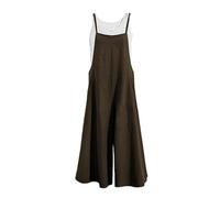 LinZong Women's Sleeveless Oversized Casual Jumpsuit,Square Neckline Long Jumpsuits,Summer Loose Wide Leg Rompers with Pockets (Coffee, M)