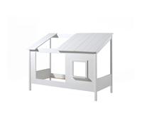 Vipack Lio Lit Cabane 90x200cm + Set De Rideaux Blancs