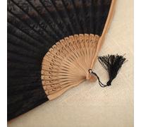 Lioaeust Éventail pliant en dentelle de style chinois traditionnel pour l'été, un mariage, une danse, un spectacle de refroidissement, marron, 22 cm (rouge foncé)
