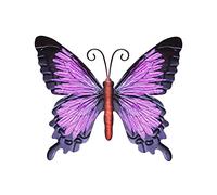 Lioaeust Grand papillon en métal violet - Décoration murale - 23 x 27,5 x 1 cm - Parfait pour chambre à coucher, salon, chambre d'enfant, jardin, terrasse, abris de jardin, clôture, murs