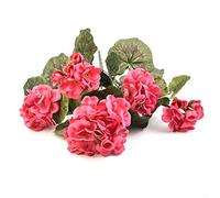 Lioaeust Lot de 5 géranium artificiels rouges et roses, plantes artificielles pour extérieur, intérieur, jardin, décoration d'intérieur, rose foncé