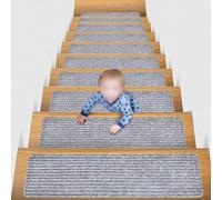 Lioaeust Marchettes Escalier Antidérapantes Reutilisables - Tapis de Protection pour Escaliers en pour Bois - pour Forte Tenue - pour idéal Sénior et Chien - 20x40cm (Ash Gray 76cm*20cm)