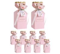 Liobelon Lot de 10 boîtes cadeaux florales en forme de pétale 3D avec rubans pour fête sur le thème des fleurs, fête prénuptiale, mariage, fiançailles, décorations de table (rose)