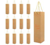 Liobelon Lot de 10 sacs cadeaux de vin pour bouteilles de vin, sacs cadeaux de remerciement en papier kraft avec poignée pour mariage, anniversaire, dîner, fête, marron