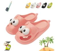 Liocwocne Big Eye Dog Slippers, 3D Big Eye Dog Fun Cartoon Package Head Eva, Tongue Kiss Slippers Funny Soft Cute House Sandals, Comfortable Non Slip Flat Summer Beach Shoes(Pink,38/39eu)