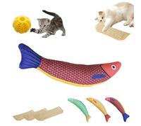 Liocwocne Coussin à l'herbe à Chat Double Usage Cat Love for Jouer et s'amuser, Jouet à l'herbe à Chat, résistant aux griffures et aux morsures, protège Les Meubles(Fish A)