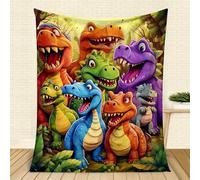 Liocwocne Couverture en Flanelle avec Un Adorable Dinosaure Souriant, Couverture d'halloween Douce et Moelleuse, idéale for Les câlins d'enfants, Moelleuse et Chaude(Dinosaurier,150 x 130 cm)