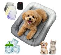Liocwocne Pet Cooling Mat for Dogs and Cats, Ice Silk Self Cooling Pad, Breathable Summer Bed for Indoor Floor Sofa Car Travel, Washable Non-Slip Blanket, Gradient Soft Sleep Cushion (Black,M)