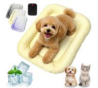 Liocwocne Pet Cooling Mat for Dogs and Cats, Ice Silk Self Cooling Pad, Breathable Summer Bed for Indoor Floor Sofa Car Travel, Washable Non-Slip Blanket, Gradient Soft Sleep Cushion (Yellow,L)