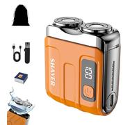 Liocwocne Portable Rotary Dual Ring Electric Shaver, Mini Portable Electric Shaver, Double-Ring Magnetic Cutter, 360°Precision Shaving, IPX7 Waterproof Wet and Dry for Home, Travel(Orange,R18)