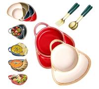 Liocwocne Soup and Sandwich Bowl with Handle, Ceramic Soup and Sandwich Plate Combo (2PCS-C)