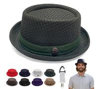 Liocwocne Summer Breathable Mesh Pork Pie Hat for Men Women, Lightweight Foldable Short Brim Fedora Trilby Bowler Cap, Packable UV Sun Protection Jazz Hats for Beach Outdoor Travel